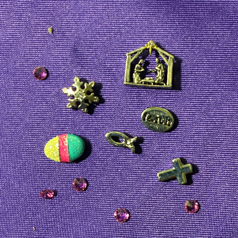 Multicolor Easter Egg & Faith Charm Set - Gold Accents for Origami lockets